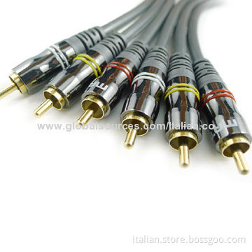 Gold-plated 3 RCA Audio Video Cables with Metal Plug, PVC Jacket